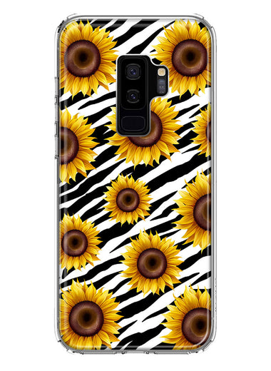 Samsung Galaxy S9 Plus White Zebra Sunflowers Polkadots Double Layer Phone Case Cover