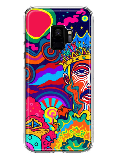 Samsung Galaxy S9 Neon Rainbow Psychedelic Indie Hippie Indie King Hybrid Protective Phone Case Cover