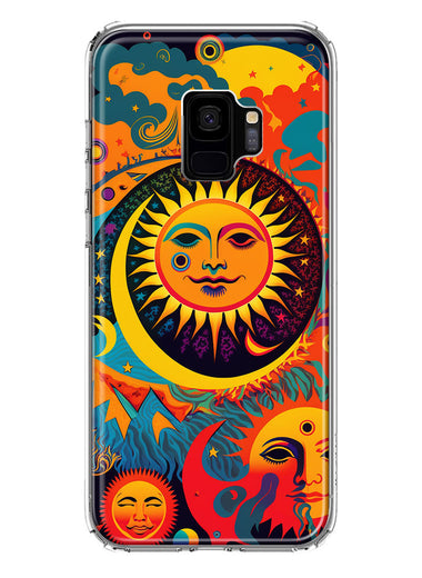 Samsung Galaxy S9 Neon Rainbow Psychedelic Indie Hippie Sun Moon Hybrid Protective Phone Case Cover