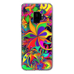 Samsung Galaxy S9 Neon Rainbow Psychedelic Hippie Wild Flowers Hybrid Protective Phone Case Cover