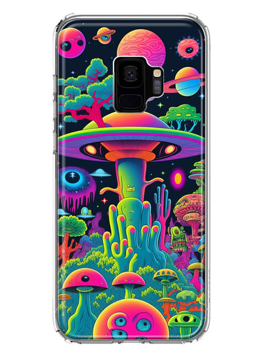 Samsung Galaxy S9 Neon Rainbow Psychedelic UFO Alien Planet Hybrid Protective Phone Case Cover