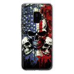 Samsung Galaxy S9 American USA Flag Skulls Blue Red Double Layer Phone Case Cover