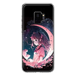 Samsung Galaxy S9 Kawaii Manga Pink Cherry Blossom Dreaming Moon Girl Hybrid Protective Phone Case Cover