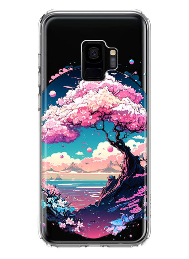 Samsung Galaxy S9 Kawaii Manga Pink Cherry Blossom Japanese Sky Floral Ocean Hybrid Protective Phone Case Cover