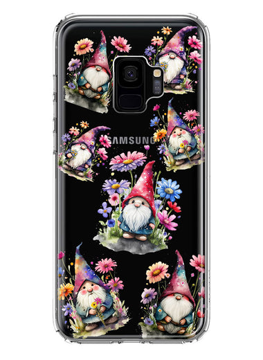 Samsung Galaxy S9 Cute Pink Purple Cosmos Flowers Gnomes Spring Floral Double Layer Phone Case Cover