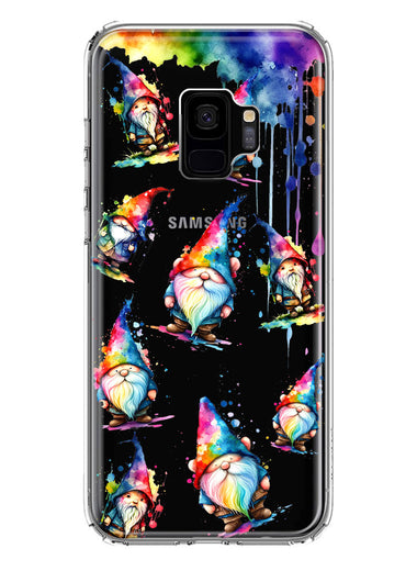Samsung Galaxy S9 Neon Water Painting Colorful Splash Gnomes Hybrid Protective Phone Case Cover