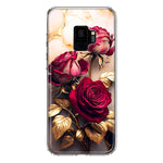 Samsung Galaxy S9 Romantic Elegant Gold Marble Red Roses Double Layer Phone Case Cover