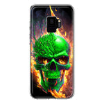 Samsung Galaxy S9 Green Flaming Skull Burning Fire Double Layer Phone Case Cover
