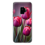 Samsung Galaxy S9 Pink Tulip Flowers Floral Hybrid Protective Phone Case Cover