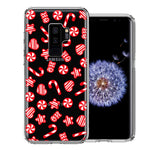 Samsung Galaxy S9 Plus Christmas Winter Red White Peppermint Candies Swirls Candycanes Design Double Layer Phone Case Cover