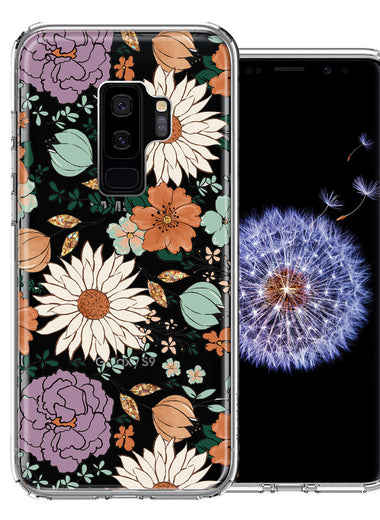Samsung Galaxy S9 Plus Feminine Classy Flowers Fall Toned Floral Wallpaper Style Double Layer Phone Case Cover