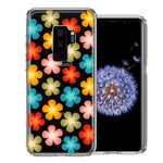 Samsung Galaxy S9 Plus Groovy Gradient Retro Color Flowers Double Layer Phone Case Cover