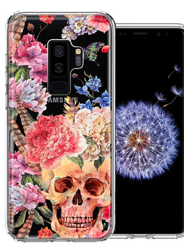 For Samsung Galaxy S9 Plus Indie Spring Peace Skull Feathers Floral Butterfly Flowers Phone Case Cover