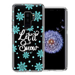 Samsung Galaxy S9 Plus Christmas Holiday Let It Snow Winter Blue Snowflakes Design Double Layer Phone Case Cover