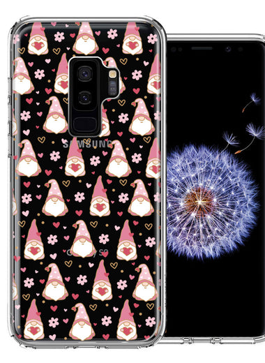 Samsung Galaxy S9 Plus Pink Blush Valentines Day Flower Hearts Gnome Characters Cute Double Layer Phone Case Cover