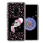 Samsung Galaxy S9 Plus Pink Dead Valentine Skull Frap Hearts If I had Feelings They'd Be For You Love Double Layer Phone Case Cover