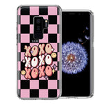 Samsung Galaxy S9 Plus Retro Pink Checkered XOXO Vintage 70s Style Hippie Valentine Love Double Layer Phone Case Cover