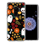 Samsung Galaxy S9 Plus Spooky Season Fall Autumn Flowers Ghosts Skulls Halloween Double Layer Phone Case Cover