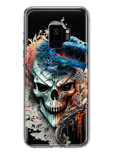 Samsung Galaxy S9 Fantasy Blue Dragon Dream Skull Double Layer Phone Case Cover
