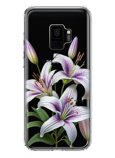 Samsung Galaxy S9 White Lavender Lily Purple Flowers Floral Hybrid Protective Phone Case Cover