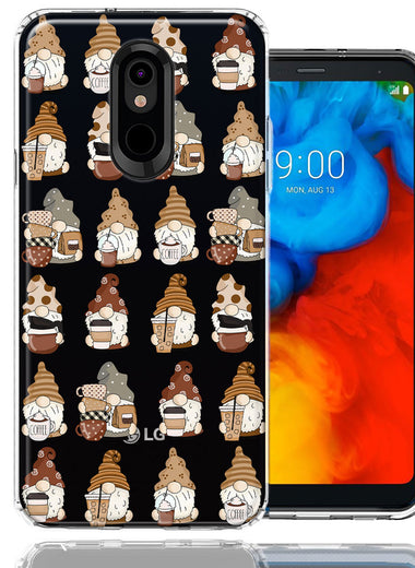 LG Aristo 2/3/K8 Cute Morning Coffee Lovers Gnomes Characters Drip Iced Latte Americano Espresso Brown Double Layer Phone Case Cover
