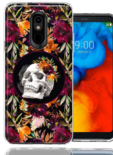 LG K40 Romance Is Dead Valentines Day Halloween Skull Floral Autumn Flowers Double Layer Phone Case Cover
