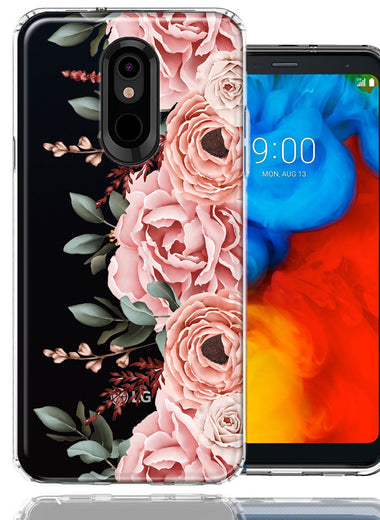For LG Stylo 4 Blush Pink Peach Spring Flowers Peony Rose Phone Case Cover
