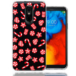 LG Stylo 5 Christmas Winter Red White Peppermint Candies Swirls Candycanes Design Double Layer Phone Case Cover