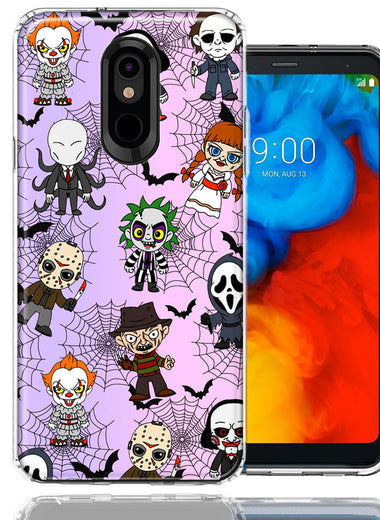 LG Stylo 4 Classic Haunted Horror Halloween Nightmare Characters Spider Webs Design Double Layer Phone Case Cover