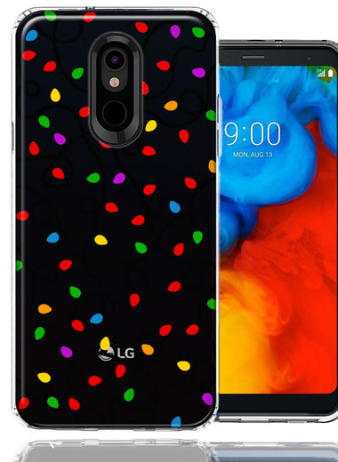 LG Stylo 4 Colorful Nostalgic Vintage Christmas Holiday Winter String Lights Design Double Layer Phone Case Cover