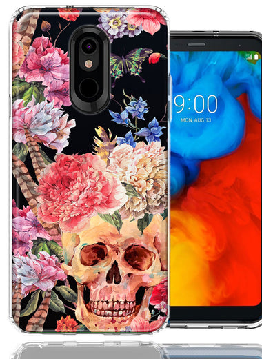 For LG Stylo 4 Indie Spring Peace Skull Feathers Floral Butterfly Flowers Phone Case Cover