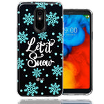 LG Aristo 2/3/K8 Christmas Holiday Let It Snow Winter Blue Snowflakes Design Double Layer Phone Case Cover