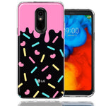 LG Stylo 4 Pink Drip Frosting Cute Heart Sprinkles Kawaii Cake Design Double Layer Phone Case Cover