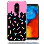 LG Stylo 5 Pink Drip Frosting Cute Heart Sprinkles Kawaii Cake Design Double Layer Phone Case Cover