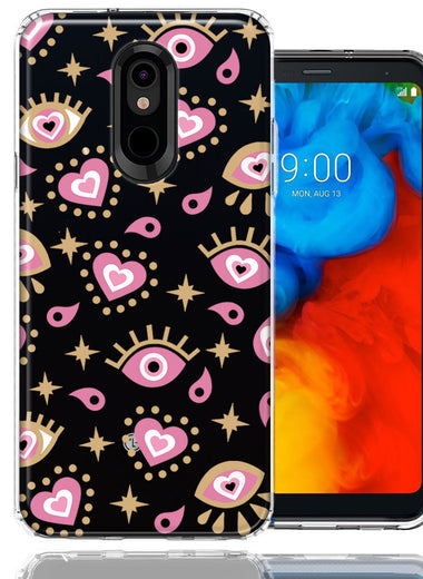 LG Aristo 2/3/K8 Pink Evil Eye Lucky Love Law Of Attraction Design Double Layer Phone Case Cover
