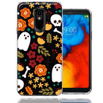 LG Stylo 5 Spooky Season Fall Autumn Flowers Ghosts Skulls Halloween Double Layer Phone Case Cover