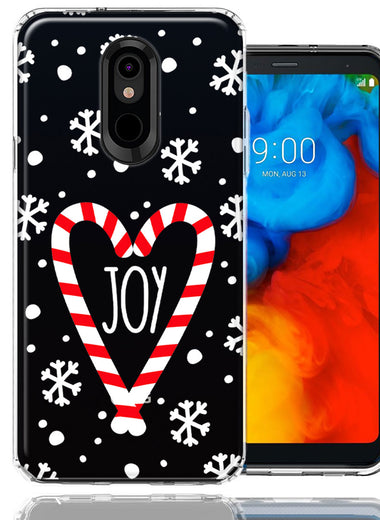 LG Stylo 4 Winter Joy Snow Peppermint Candy Cane Heart Festive Christmas Double Layer Phone Case Cover