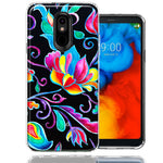 For LG Stylo 5 Bright Colors Rainbow Water Lilly Floral Phone Case Cover
