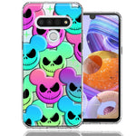 LG K51 Bright Rainbow Nightmare Skulls Spooky Season Halloween Design Double Layer Phone Case Cover
