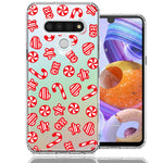 LG K51 Christmas Winter Red White Peppermint Candies Swirls Candycanes Design Double Layer Phone Case Cover