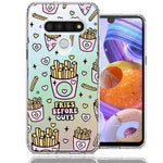 LG K51 Cute Valentine Pink Love Hearts Fries Before Guys Double Layer Phone Case Cover