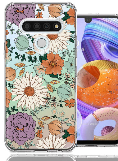 LG Stylo 6 Feminine Classy Flowers Fall Toned Floral Wallpaper Style Double Layer Phone Case Cover