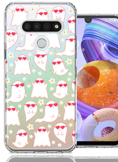 LG Stylo 6 Floating Heart Glasses Love Ghosts Vaneltines Day Cutie Daisy Double Layer Phone Case Cover