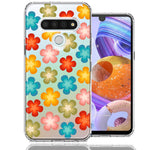 LG K51 Groovy Gradient Retro Color Flowers Double Layer Phone Case Cover
