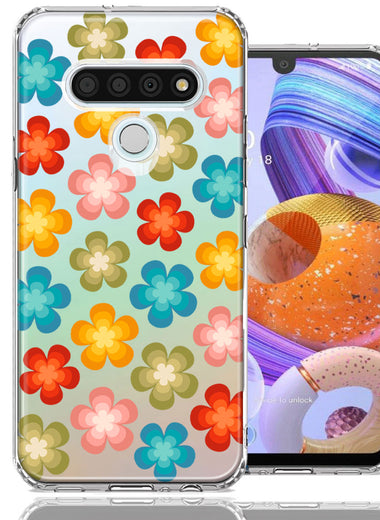 LG Stylo 6 Groovy Gradient Retro Color Flowers Double Layer Phone Case Cover