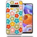 LG Stylo 6 Groovy Gradient Retro Color Flowers Double Layer Phone Case Cover