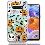 LG K51 Halloween Jack-O-Lantern Pumpkin Skull Spooky Design Double Layer Phone Case Cover