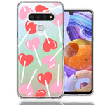 LG K51 Heart Suckers Lollipop Valentines Day Candy Lovers Double Layer Phone Case Cover