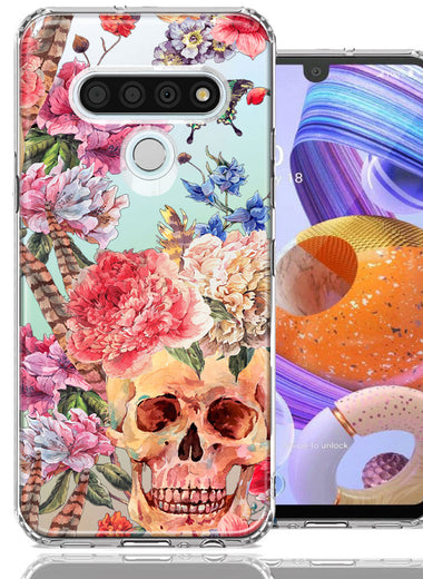For LG K51 Indie Spring Peace Skull Feathers Floral Butterfly Flowers Phone Case Cover