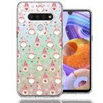 LG K51 Pink Blush Valentines Day Flower Hearts Gnome Characters Cute Double Layer Phone Case Cover